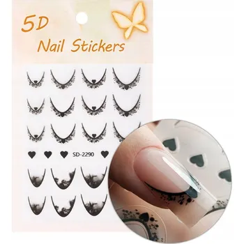 Přípravek na nehty Samolepky na nehty 5D French Francouzská řada Black SD-2290