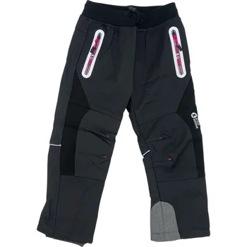 Dívčí kalhoty Kugo Dívčí černé zateplené softshellové kalhoty s gumou v pase a manžetami 01 Barva: Černá, Velikost: 116