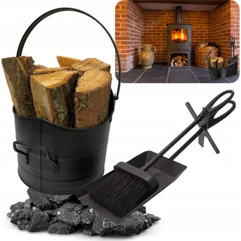 Krbové nářadí KRBOVÉ NÁŘADÍ PŘÍSLUŠENSTVÍ NÁDOBA NA UHLÍ KOŠ NA DŘEVO POPELNÍK UHLÍ SMETÁK