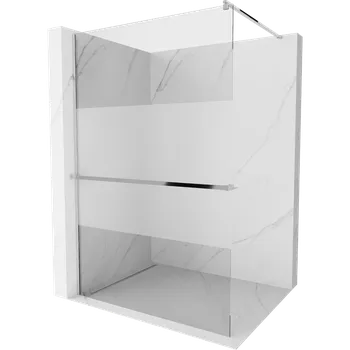 Mexen Kioto+ sprchová stěna s poličkou Walk-in 90 x 200 cm, transparentní/matné, chrom - 800-090-121-01-35 Sprchové stěny