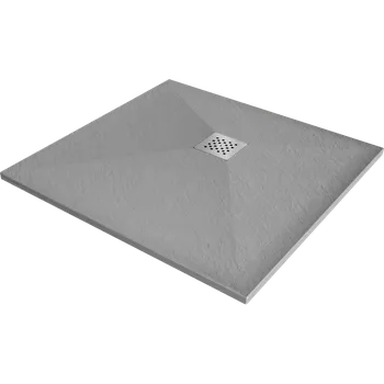 Sprchová vanička Mexen Stone+ kompozitová čtvercová sprchová vanička 80 x 80 cm, šedý beton - 44618080 Čtvercové sprchové vaničky