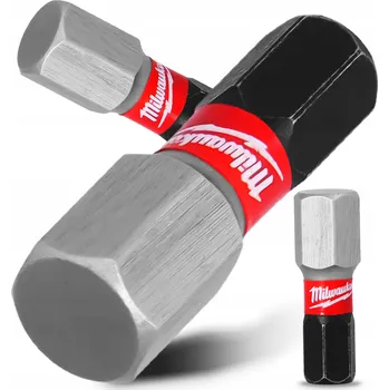 Bit Nárazové bity Milwaukee HEX 8 mm, 25 mm 2 ks Shockwave pro šroubovák