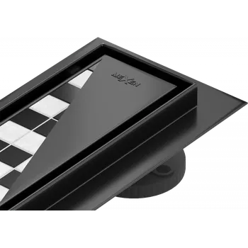 Odvodňovací žlab Mexen Flat M13 lineární odtok 2v1 160 cm, černý - 1710160 Lineární podlahové odtoky