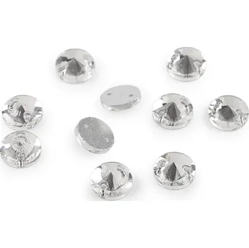 Broušené kamínky našívací Ø10 mm crystal 12 ks