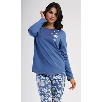 Pánské pyžamo Dámské pyžamo dlouhé Joanne modrošedá 4XL