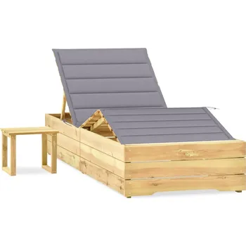 Zahradní lehátko zahrada-XL Zahradní lehátko se stolkem a poduškou impregnovaná borovice 3065955