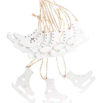 Vánoční dekorace Sada vánočních dřevěných ozdob Brusle 6 ks, 5 x 5 cm, hnědá