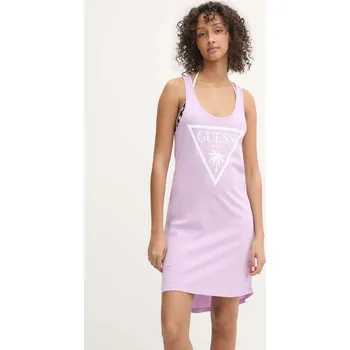 Dámské šaty Bavlněné šaty Guess fialová barva, mini E3GP03.JA914 40X, vel. XS
