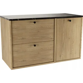 Koupelnový nábytek Koupelnová skříňka s košem na prádlo 100 cm Dub Cremona/Černý mramor Belino