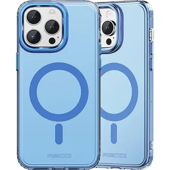 Pouzdro na mobilní telefon Kovovo-silikonový MagSafe obal Recci RPC-A167 pro iPhone 15 - Modrá