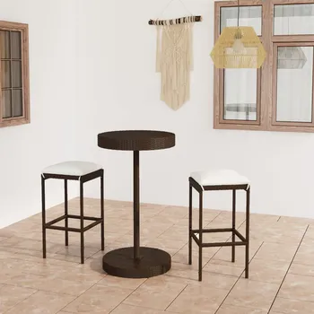 Zahradní sestava zahrada-XL 3dílný zahradní barový set s poduškami polyratan hnědý 3064758