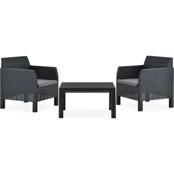 Zahradní sestava zahrada-XL 3dílná zahradní sedací souprava podušky PP ratan antracitová 3067233