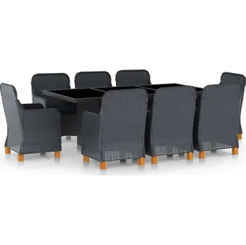 Zahradní sestava zahrada-XL 9dílný zahradní jídelní set s poduškami polyratan tmavě šedý 3060167
