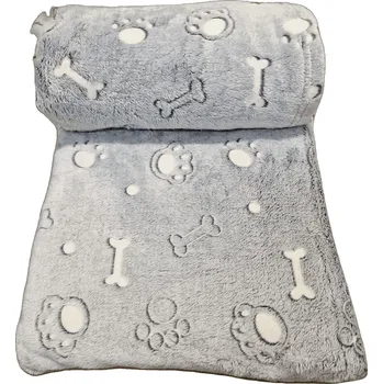 deka Svítící mikroplyšová deka šedá Tlapky 150x200cm