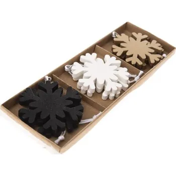 Vánoční dekorace Casa de Engel Závěsné dřevěné vločky - sada 6ks