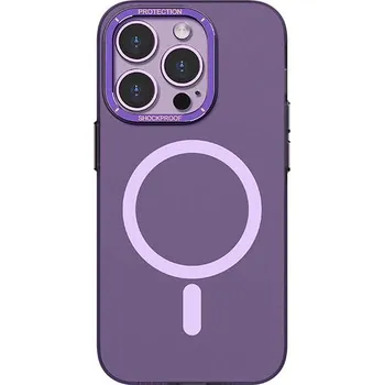 Pouzdro na mobilní telefon Kovovo-silikonový glazurovaný MagSafe obal Recci RPC-A146 pro iPhone 14 PLUS - Fialová