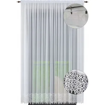 Záclona Hotová záclona s krajkou na balkon 230x200, hladké záclony s guipure do obýváku