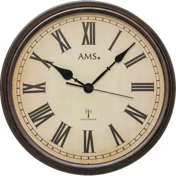 Hodiny Nástěnné hodiny AMS hnědé 42 cm