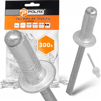 Nýt 300x Nýty TRHACÍ 4x16 mm HLINÍKOVÉ Pozinkované OCELOVÉ ODOLNÉ Nýt 9T