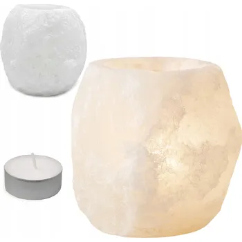 Svícen Solný svícen BÍLÝ 1-2 kg HIMÁLAJSKÁ sůl, ionizátor + sójová svíčka natur