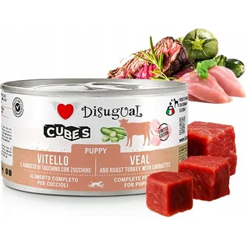 Krmivo pro psa Disugual krmivo mokrá pro štěňata Cubes Telecí s krůtím a cuketou 150g