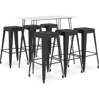 Jídelní set zahrada-XL 7dílný barový set bíločerný 3057415