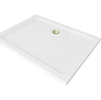 Sprchová vanička Mexen Flat obdélníkový sprchový kout slim 120 x 90 cm, bílý, sifon zlatý - 40109012G Obdélníkové sprchové vaničky