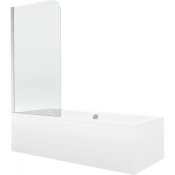 Vana Mexen Cube obdélníková vana 170 x 80 cm s pláštěm a 1-křídlovou zástěnou 70 cm, transparentní, chrom - 550517080X9007010100 Vany se zástěnou
