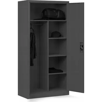 Šatní skříň Skříň Jan Nowak kovová, antracitová, 3 police, 185x90x45 cm