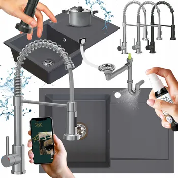 Granitový dřez Jednokomorový granitový dřez Sink Quality TORRES, šedý