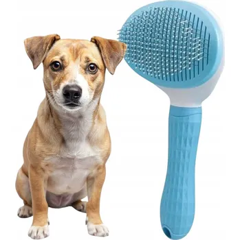 Kartáč pro zvířata Samočisticí kartáč pro psa kočku na srst, hřeben – modrý