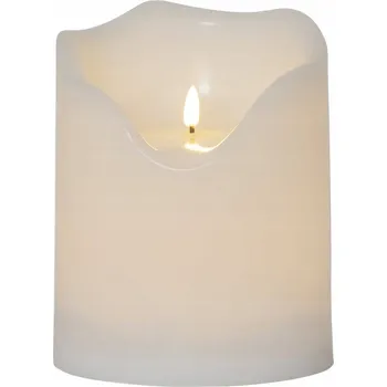 Svíčka Velká válcová svíčka BÍLÁ plastová LED svíčka s časovačem venkovní IP44