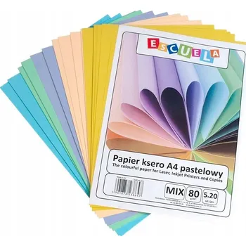 Kancelářský papír Kancelářský papír Escuela, barevný pastelový papír na vystřihovánky, formát A4, 80 g/m², 100 listů