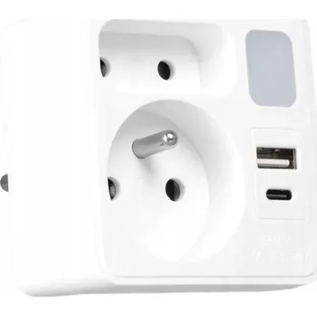 Elektrická zásuvka ROZBOČKA ELEKTRICKÝ 2 ZÁSUVKY USB-C NABÍJEČKA NOČNÍ LAMPA 3V1 VAYOX