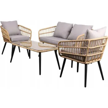 Sada zahradního nábytku z umělého ratanu šedá 4 ks