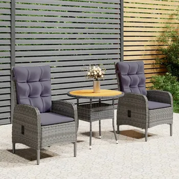 Zahradní sestava zahrada-XL 3dílný zahradní bistro set polyratan šedý 3058547