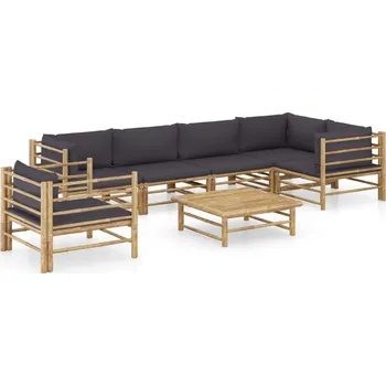 Zahradní sestava zahrada-XL 7dílná zahradní sedací souprava + tmavě šedé podušky bambus 3058248