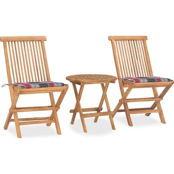 Zahradní sestava zahrada-XL 3dílný skládací zahradní jídelní set s poduškou masivní teak 3063184