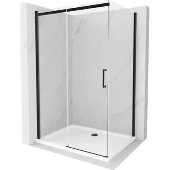 Mexen Omega posuvná sprchová kabina 140 x 90 cm, transparentní, černá + vanička Flat, bílá - 825-140-090-70-00-4010B Sprchové kouty s vaničkou