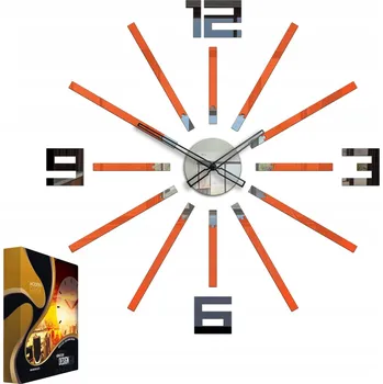 Hodiny Nástěnné hodiny v moderním stylu Briliant Orange&Mirror&Black Kulatý