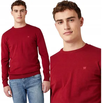 Pánský svetr Wrangler svetr CREWNECK KNIT červený kulatý velikost XXL
