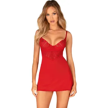 Dámská noční košile Elegantní košilka Ingridia chemise - Obsessive XL/2XL Červená