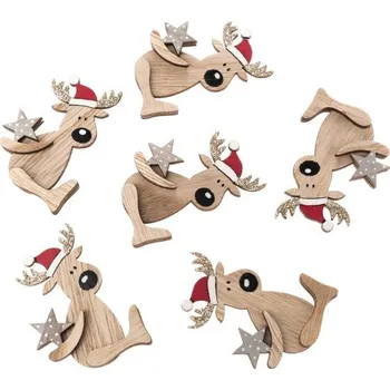 Vánoční dekorace Casa de Engel Dřevěný sobík - sada 6ks 24/432