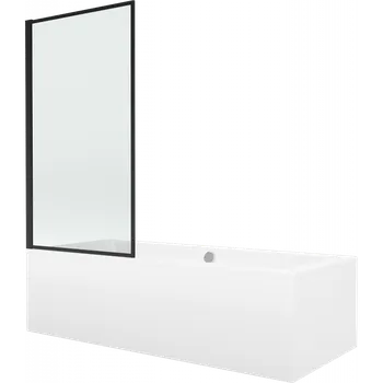 Vana Mexen Cube obdélníková vana 180 x 80 cm s pláštěm a 1-křídlou stěnou 80 cm, černý vzor fix - 550518080X9308007070 Vany se zástěnou