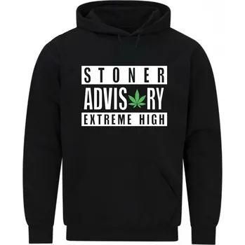 Pánská mikina Pánská mikina Upozornění: Extrémně zhulený Stoner Advisory (Velikost: 5XL, Barva: Černá)
