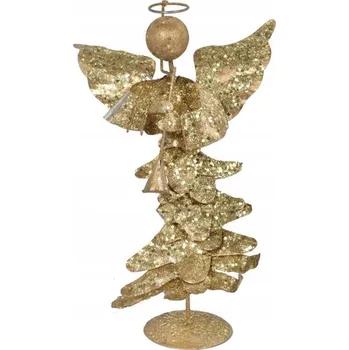 Vánoční dekorace ANDĚL S TRUBKOU 26CM KOVOVÁ PLASTIKA POZLACENÁ VÁNOČNÍ DEKORACE