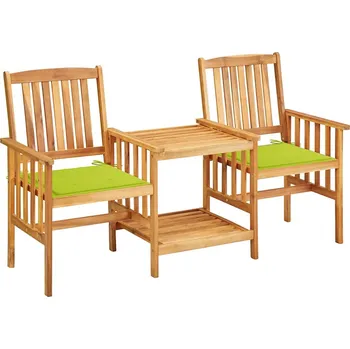 Zahradní sestava zahrada-XL Zahradní židle s čajovým stolkem a poduškami 2ks akáciové dřevo 3061286
