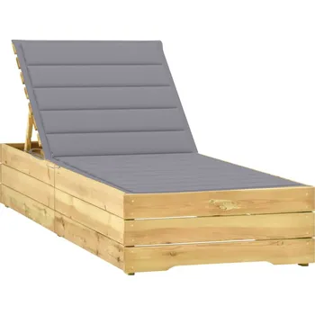 Zahradní lehátko zahrada-XL Zahradní lehátko s šedou poduškou impregnované borové dřevo 3065910