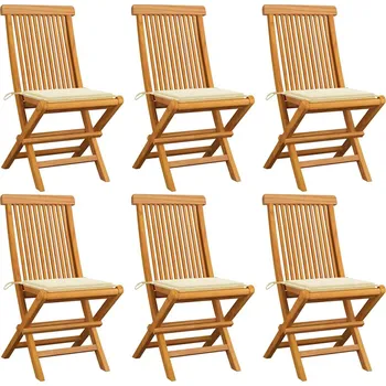 zahrada-XL Zahradní židle s krémovými poduškami 6 ks masivní teak 3065592