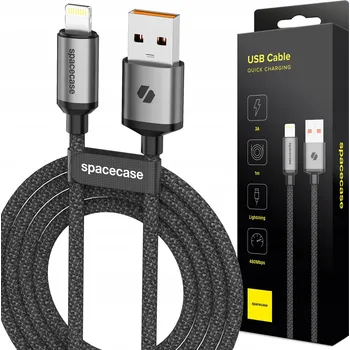 Datový kabel Kabel Spacecase USB - Apple Lightning 1 m černý